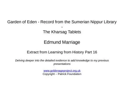 Garden of Eden - Record from the Sumerian Nippur Library -