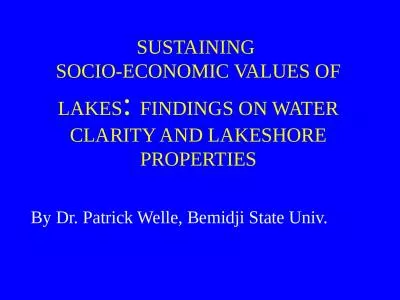 SUSTAINING  SOCIO-ECONOMIC VALUES OF LAKES