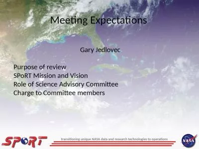 Meeting Expectations Gary Jedlovec