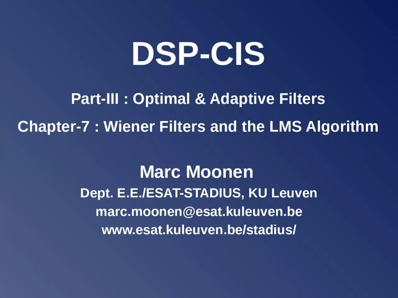 DSP-CIS Part-III :  Optimal & Adaptive