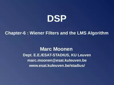 DSP   Chapter -6  : Wiener Filters and the LMS Algorithm