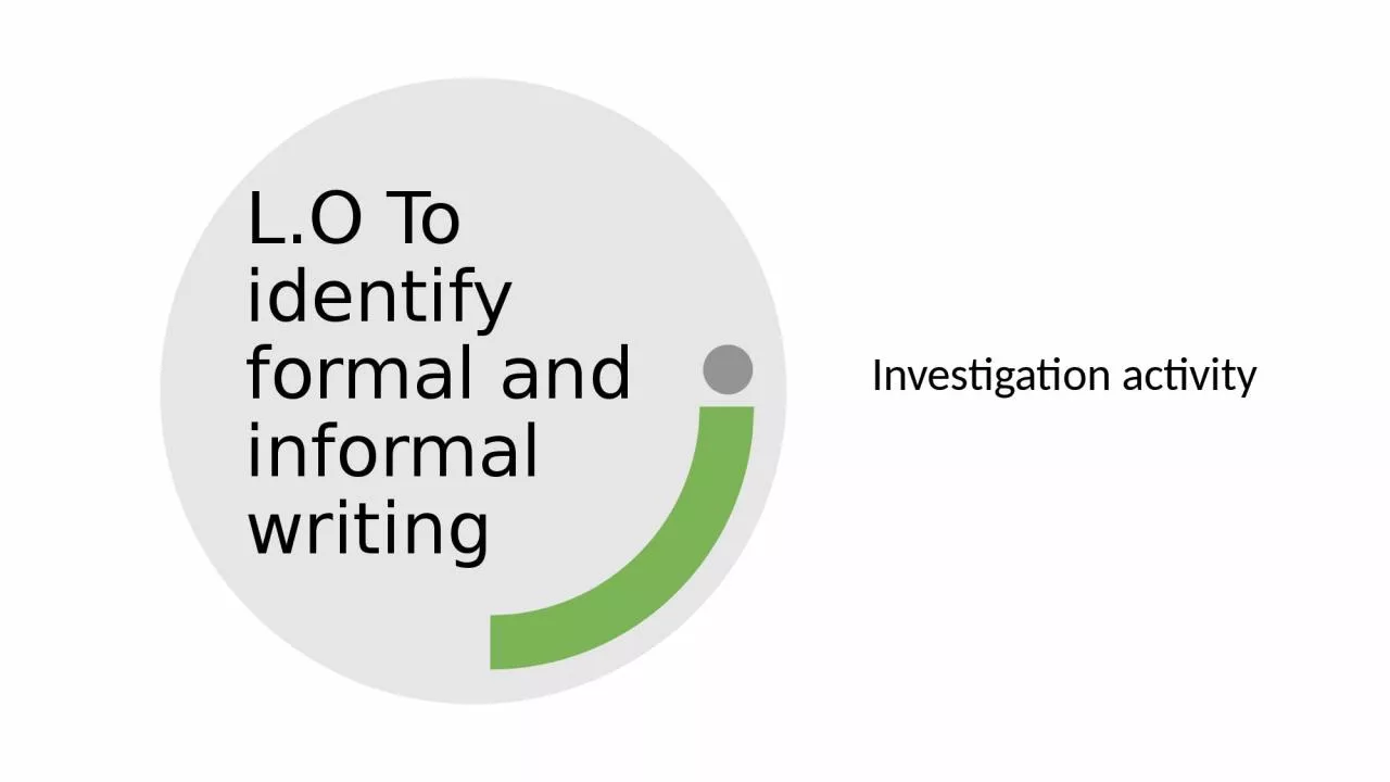 PPT-L.O To identify formal and informal writing