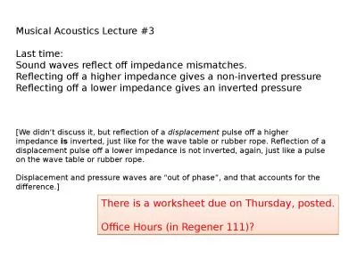 Musical Acoustics Lecture #3