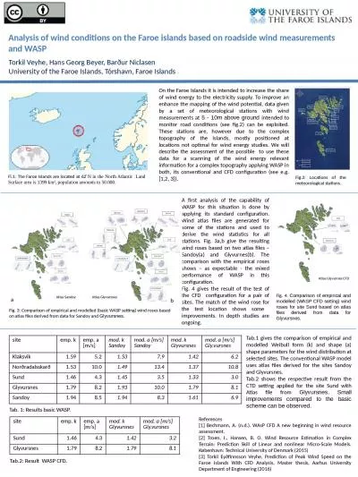 Analysis of wind conditions on the Faroe islands based on roadside wind measurements and WASP