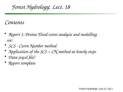 . Forest Hydrology :  Lect.