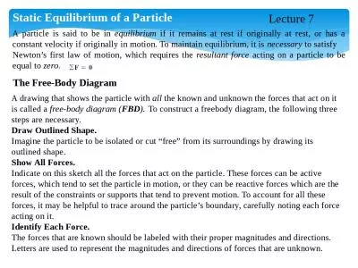 Static Equilibrium of a Particle