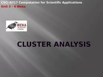 Cluster Analysis CSCI N317 Computation for Scientific Applications