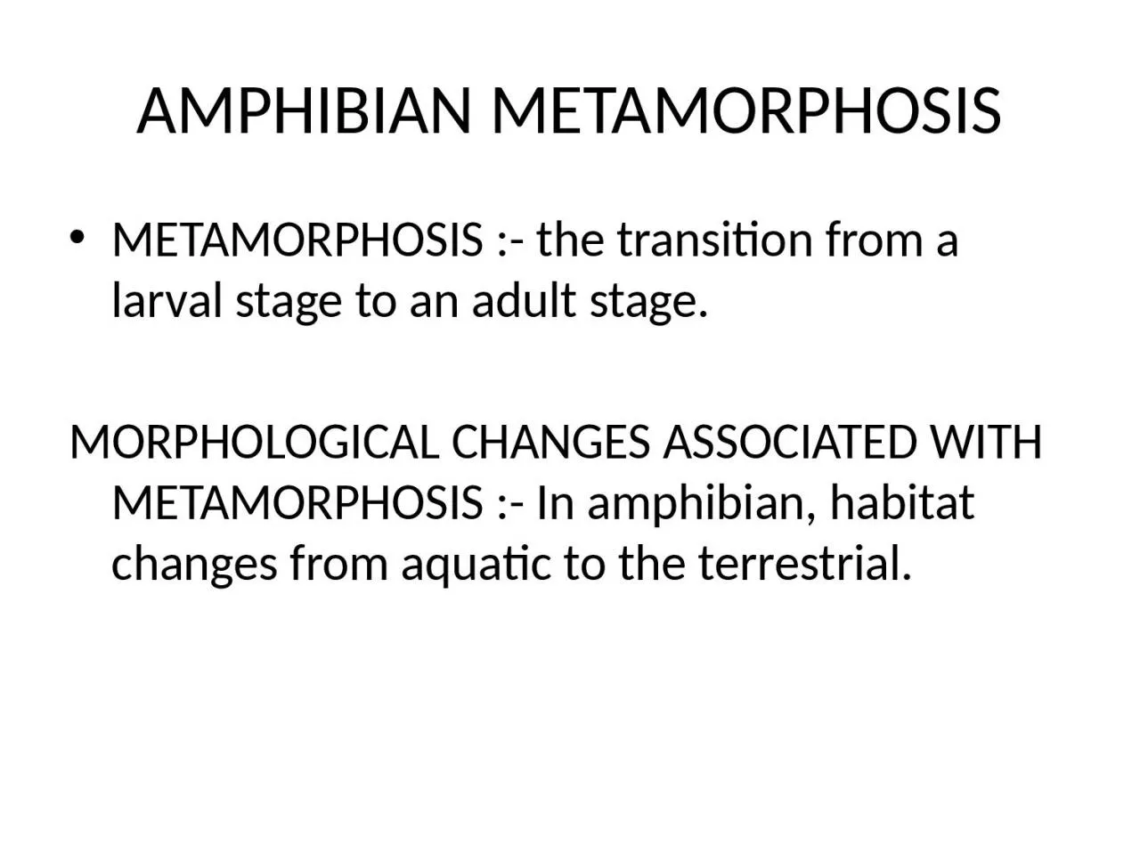 PPT-AMPHIBIAN METAMORPHOSIS METAMORPHOSIS