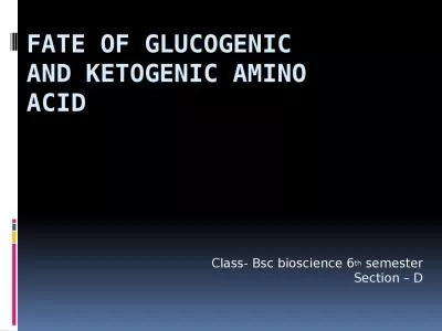 Fate of Glucogenic and Ketogenic amino acid