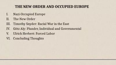 The New Order and Occupied Europe