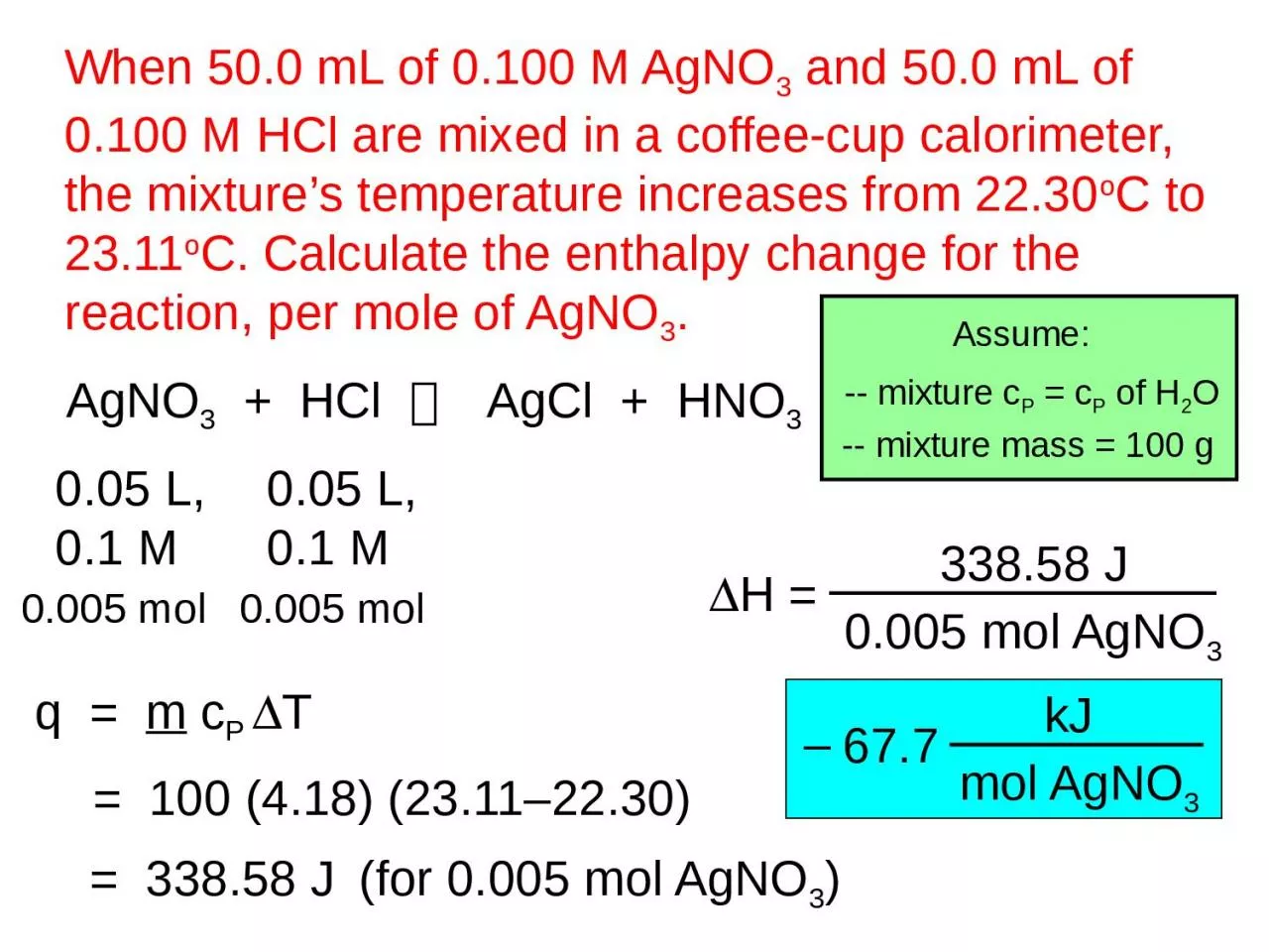 PPT-AgNO 3 + HCl  When 50.0 mL of 0.100 M AgNO