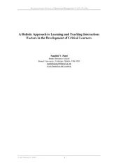 A Holistic Approach to Learning and Teaching Interaction: