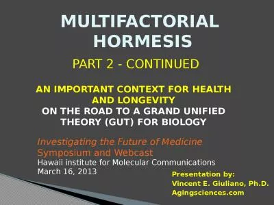 MULTIFACTORIAL  HORMESIS