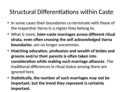 Structural Differentiations within Caste