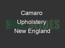 Camaro Upholstery New England