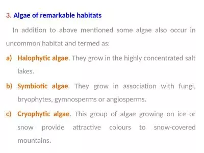 3.  Algae of remarkable habitats