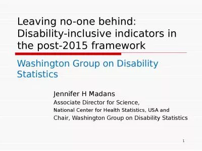 Leaving no-one behind: Disability-inclusive indicators in the post-2015 framework