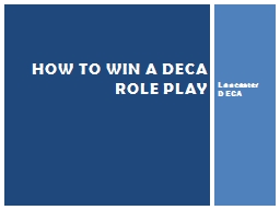 Lancaster  DECA How to win a DECA ROLE PLAY