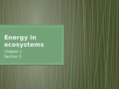 Energy in ecosystems Chapter 1