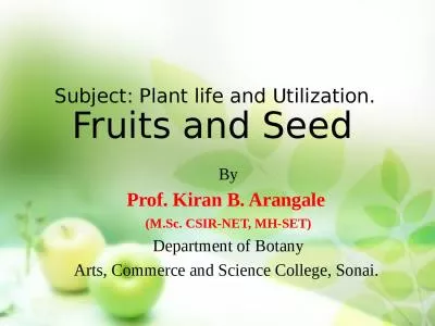 Subject: Plant life and Utilization.