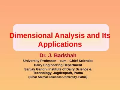 Dimensional Analysis and Its Applications