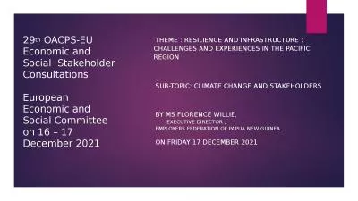 29 th  OACPS-EU Economic and Social  Stakeholder Consultations