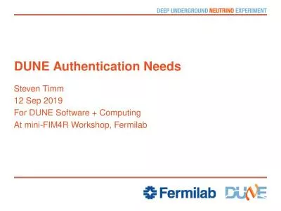 DUNE Authentication Needs