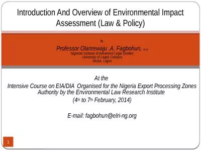 By  Professor Olanrewaju .A. Fagbohun,