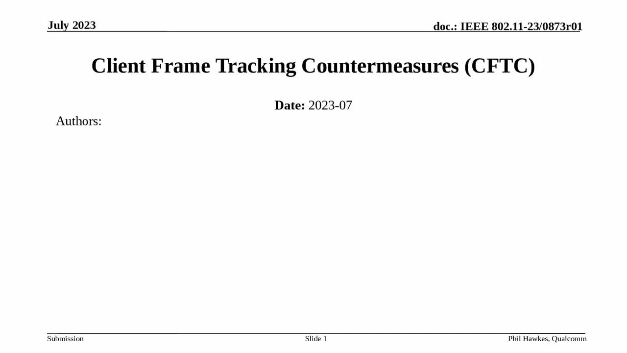 Client Frame Tracking Countermeasures (CFTC)