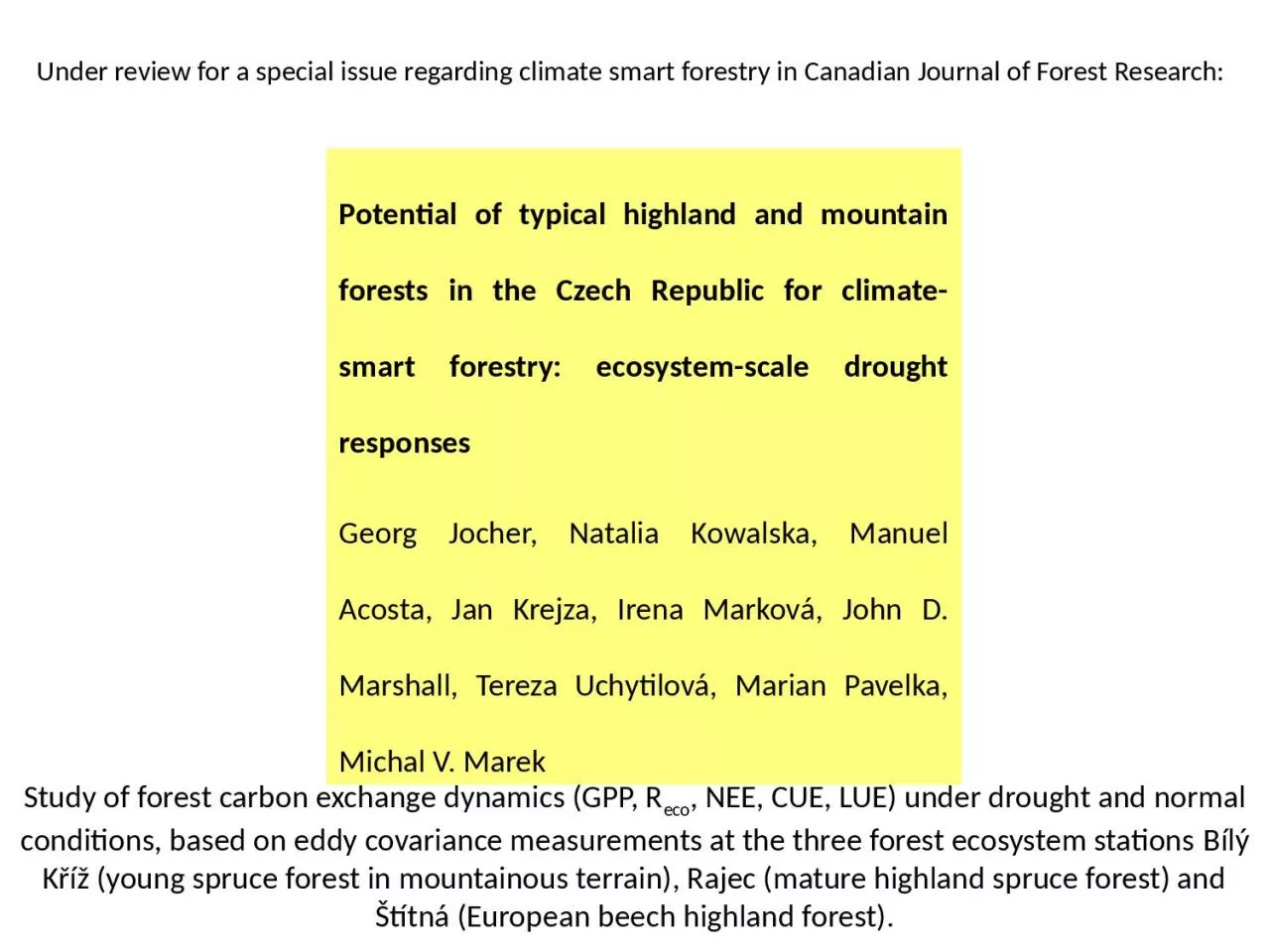 PPT-Under review for a special issue regarding climate smart forestry in Canadian Journal