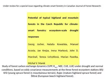 Under review for a special issue regarding climate smart forestry in Canadian Journal of Forest Res