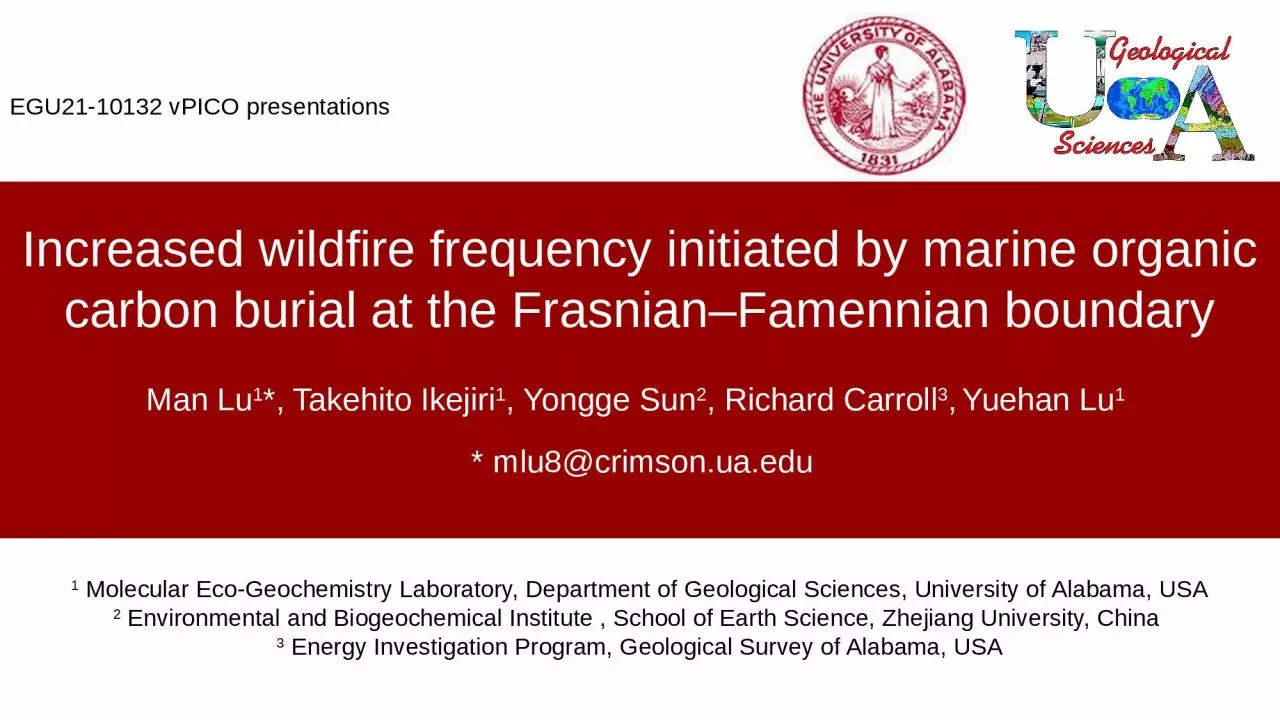 PPT-Increased wildfire frequency initiated by marine organic carbon burial at the Frasnian–Famennian