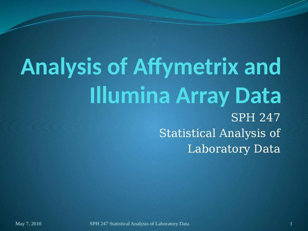 Analysis of  Affymetrix  and
