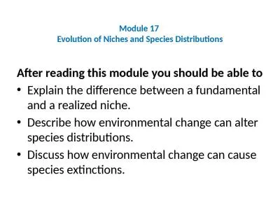 Module 17  Evolution  of Niches and Species Distributions