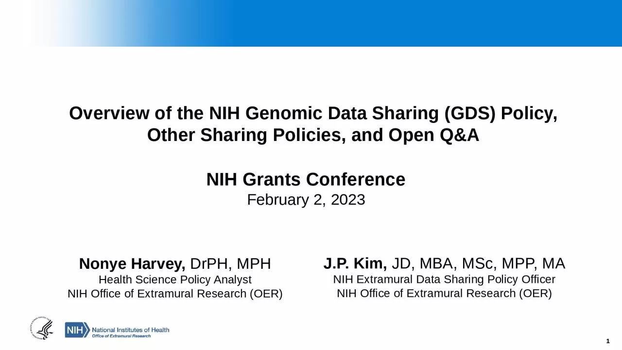 Overview of the NIH  Genomic Data Sharing (GDS