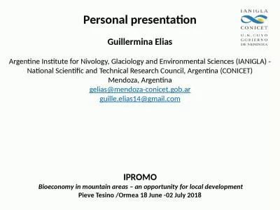 Personal  presentation Guillermina Elias