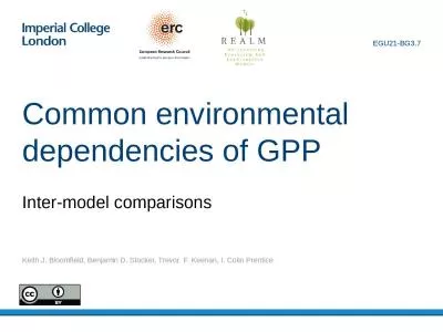 Inter-model comparisons Common environmental dependencies of GPP