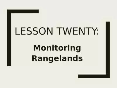 Lesson Twenty: Monitoring Rangelands