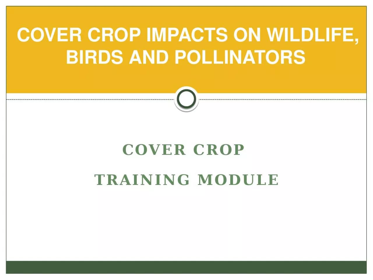 Cover crop  training module