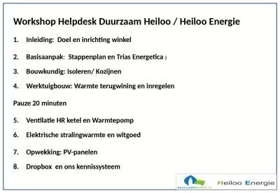 Workshop Helpdesk Duurzaam Heiloo / Heiloo Energie