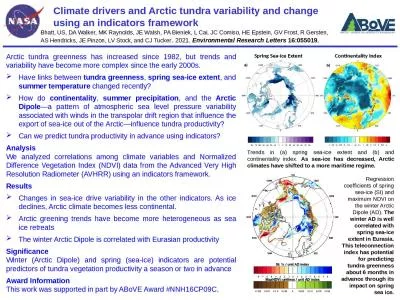 Climate drivers and Arctic tundra variability and change using an indicators framework