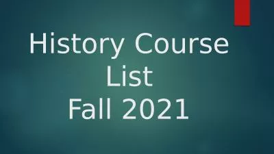 History Course List Fall 2021