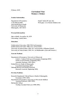 Curriculum Vitae Department of Economics   Email:  holmes@ umn.edu 4-1