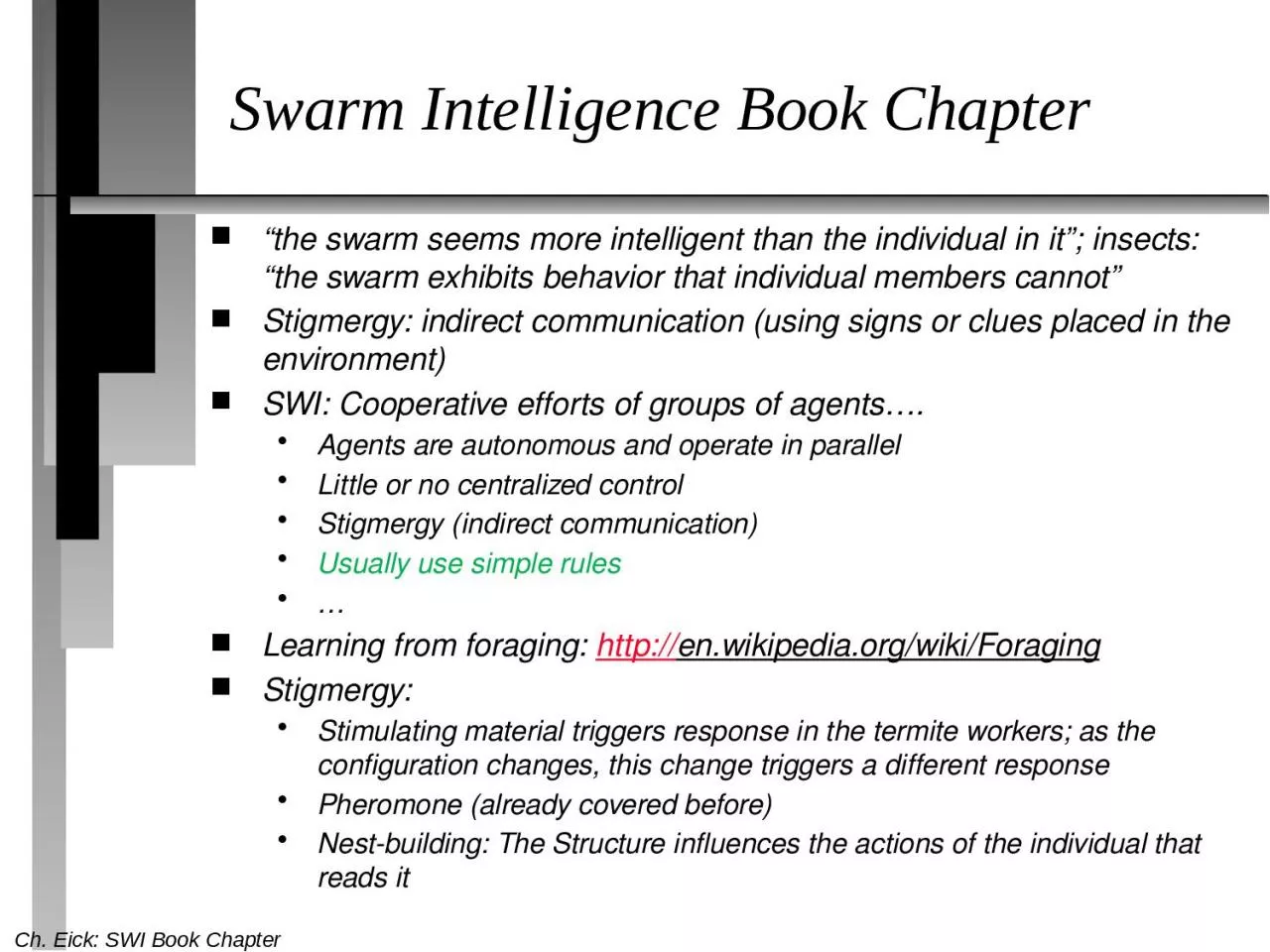 PPT-Swarm Intelligence Book Chapter