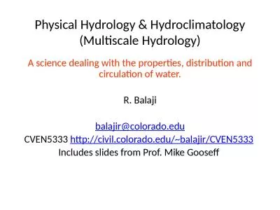 Physical Hydrology &