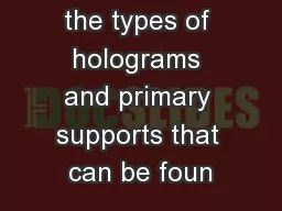 These are the types of holograms and primary supports that can be foun