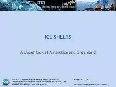 Ice Sheets A closer look at Antarctica and Greenland