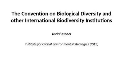 The Convention on Biological Diversity and other International Biodiversity Institutions