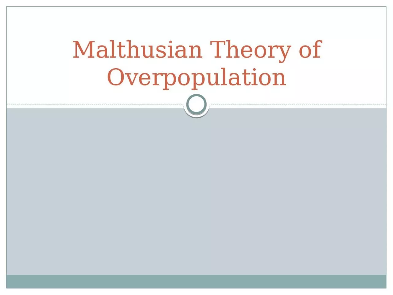 Malthusian Theory of Overpopulation