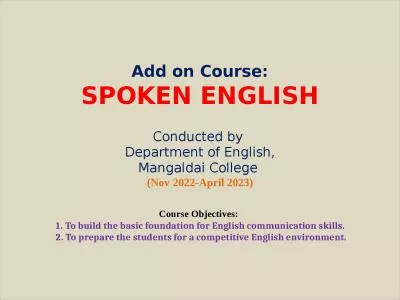 Add on Course: SPOKEN ENGLISH